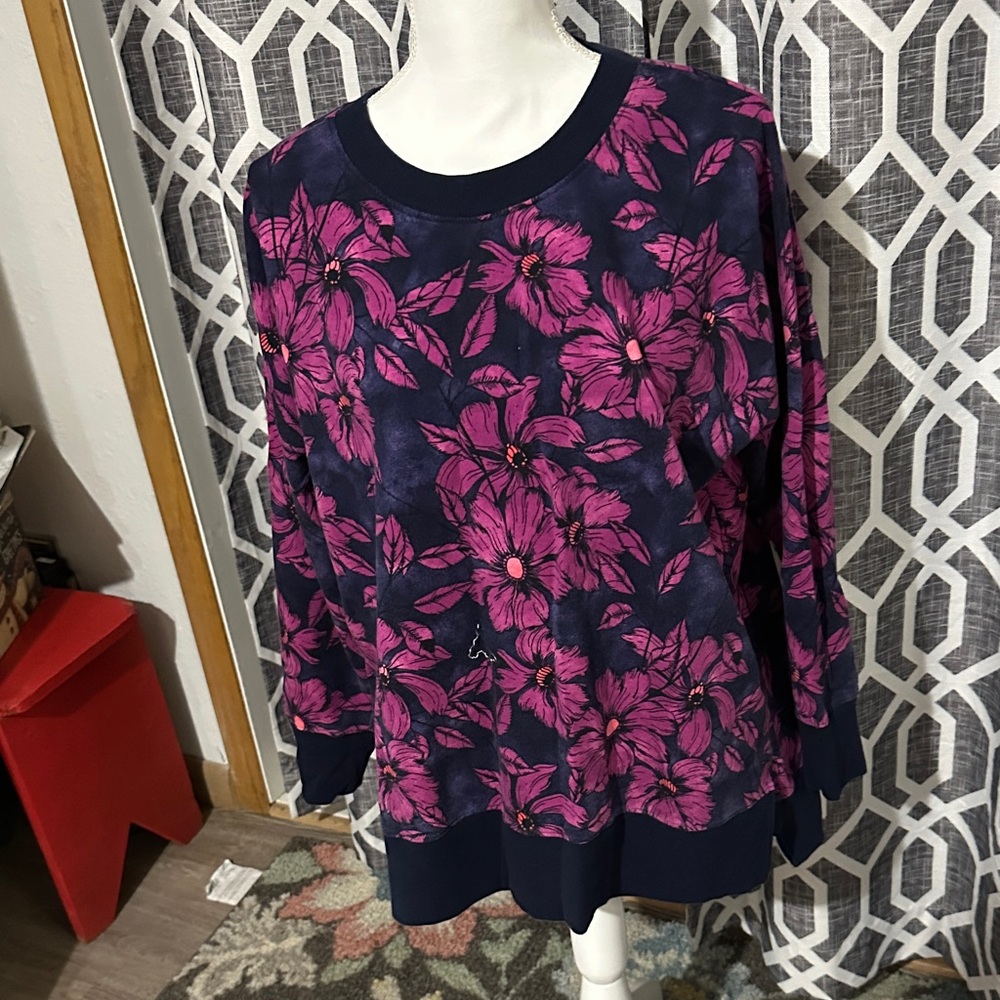 LuLaRoe Navy and Pink Floral Sweater